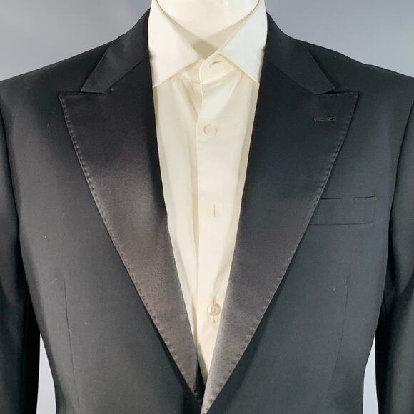 NOAK Size 42 Long Black Polyester Blend Peak Lapel Tuxedo Jacket - Picture 2 of 9